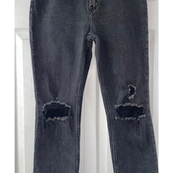 Abercrombie & Fitch The Ankle Straight Black Distressed Ultra High Rise Sz 27/4 - Picture 9 of 10